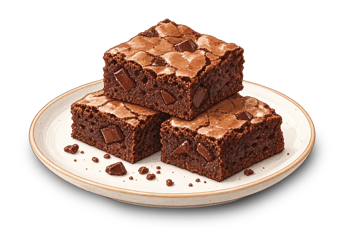 Brownie aux noix de pécan served on a plate